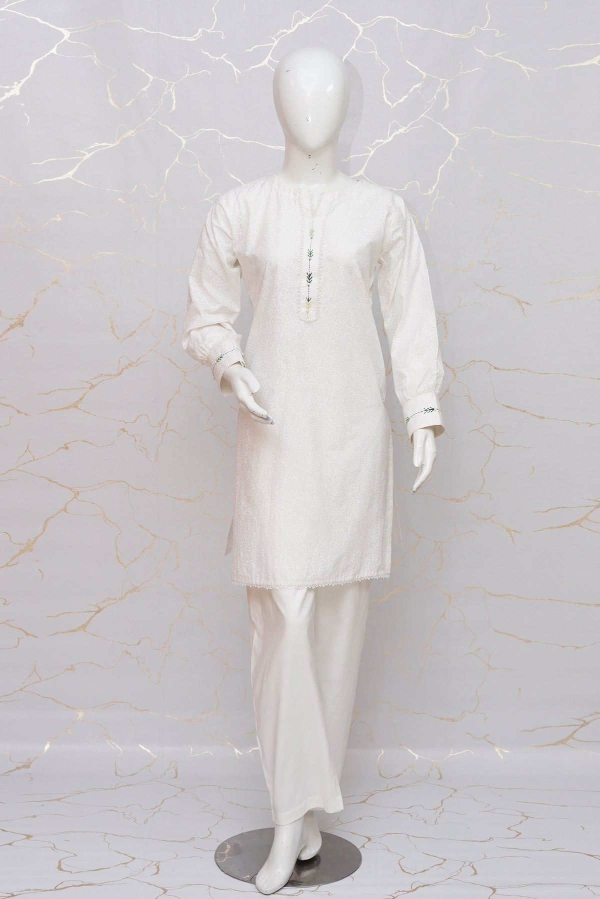 45% Off Nafasat Solid Hand Embroidered Cotton Stitched 2 Piece